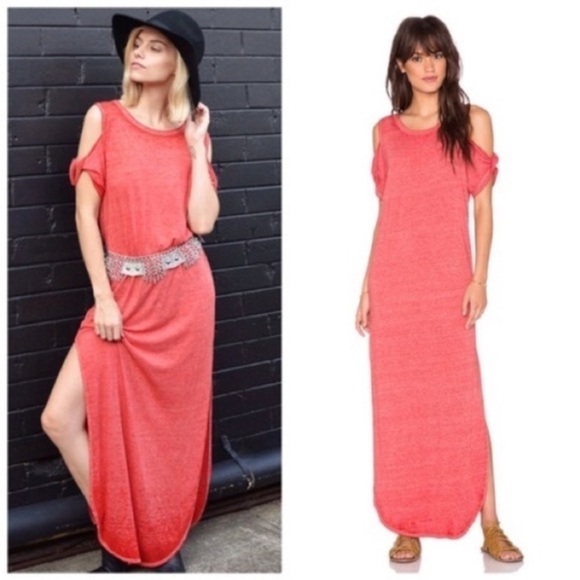 We The Free Dresses & Skirts - We The Free Coral Cold Shoulder Side Slits Relaxed Boho Maxi Dress Womens Size S